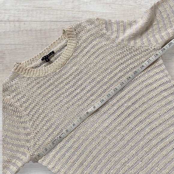 Theory cotton/linen blend open weave nubby striped crewneck sweater - Picture 5 of 8